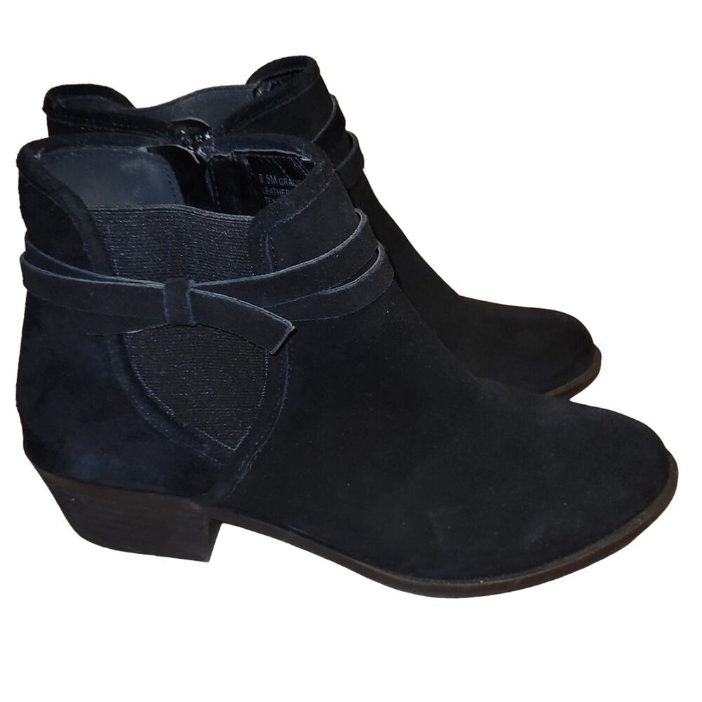 Isaac Mizrahi Black Leather Suede Booties Boho Fairy Grunge Whimsigoth Women 9.5